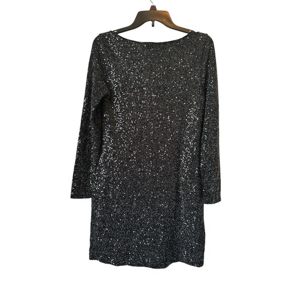 Express Women’s Mini Dress Sequins Tunic Micro Black Embellished Small Petite - Picture 4 of 7
